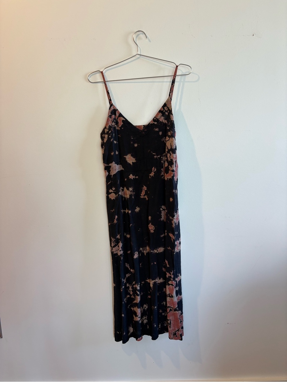 LACAUSA Black & Pink Tie-Dye Slip Midi Dress